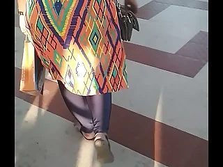 Big Indian aunty botheration walking